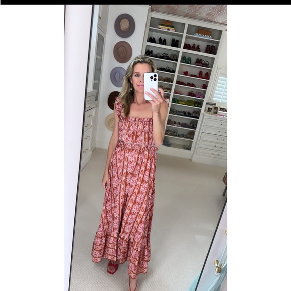 LUG VON SIGA Helena Printed Linen-blend Maxi Dress in Brick Red - Sz 10 / 42 - Picture 7 of 16